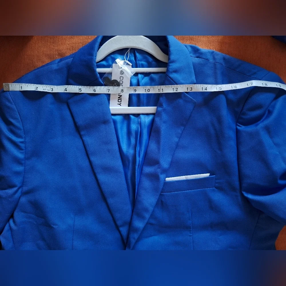 COOFANDY Men Suit Classic Fit 2 Piece Suit Set One Button L, Blue NEW